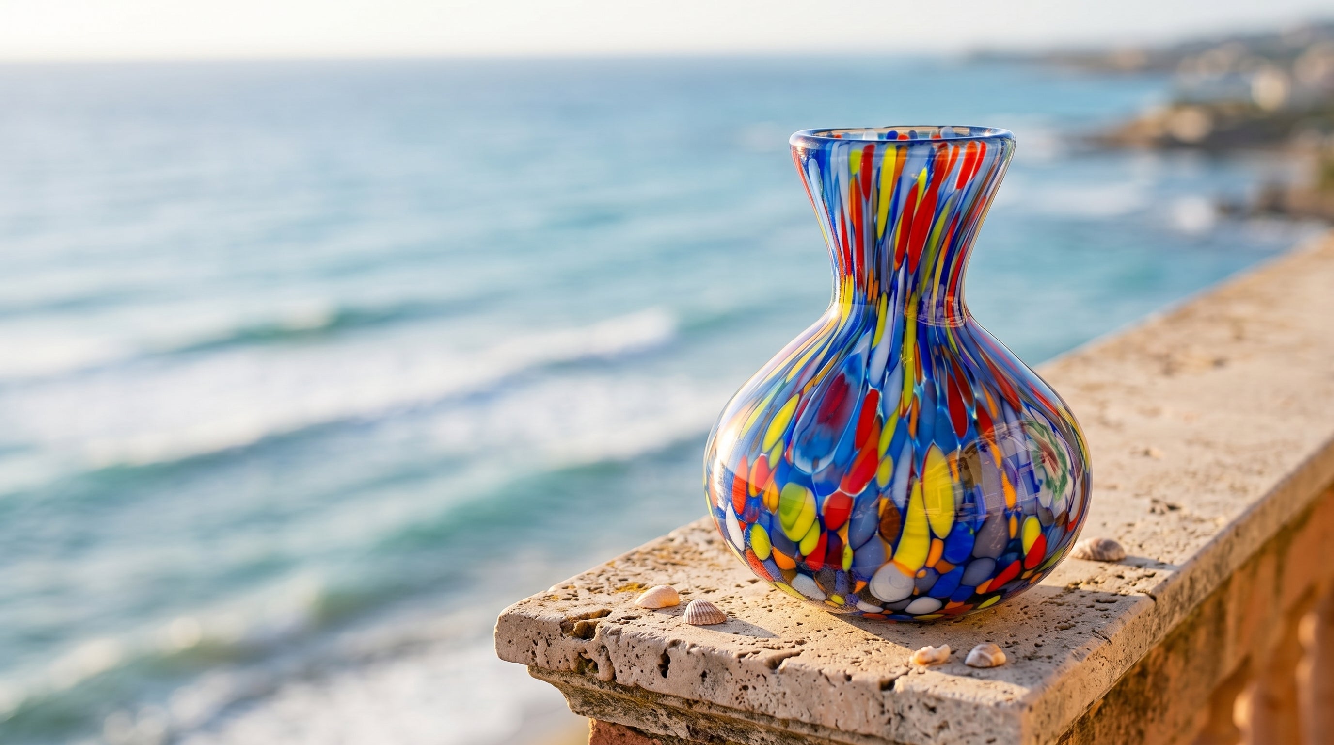 1 Vaso Arlecchino in Vetro di Murano Soffiato a Mano 🇮🇹