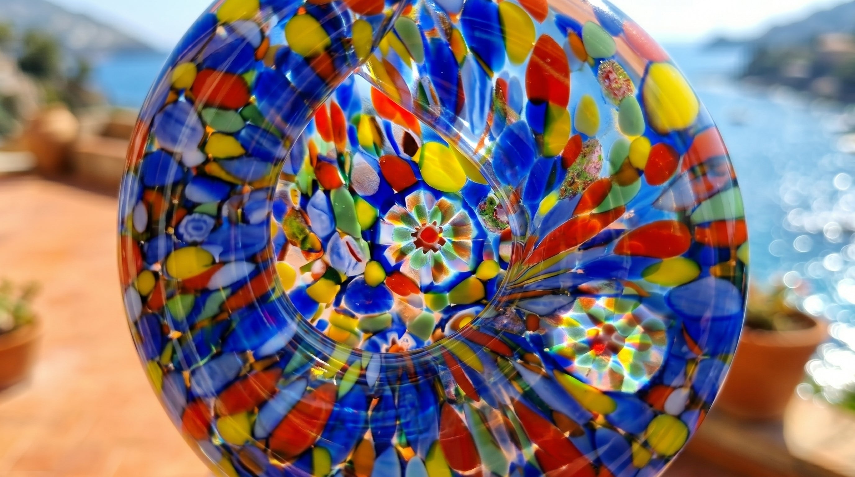 1 Vaso Arlecchino in Vetro di Murano Soffiato a Mano 🇮🇹