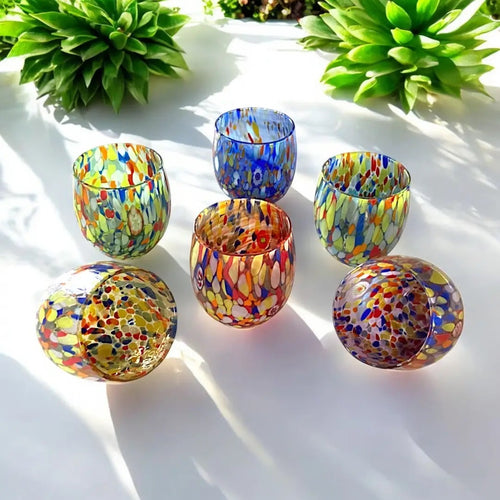 Bicchieri Acqua in Vetro Soffiato di Murano – Set Artigianale Colorato