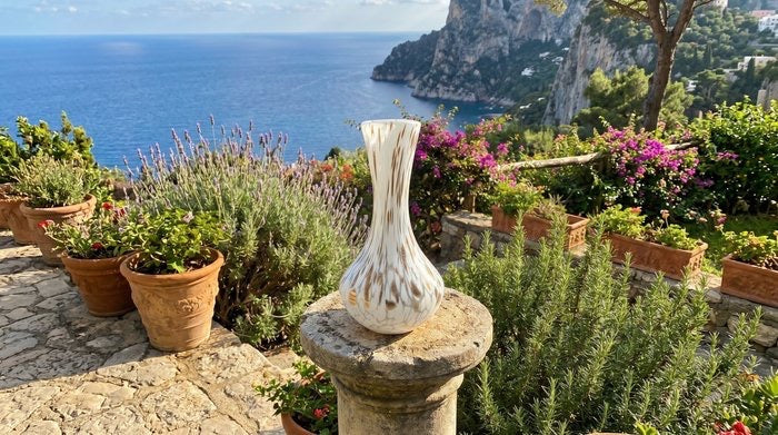 1 Vaso in Vetro Avventurina Soffiato e Lavorato a Mano di Murano,Tesori da collezione