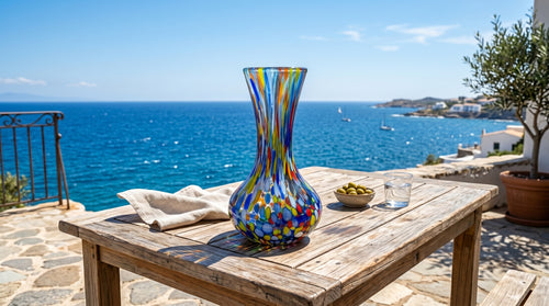 1 Vaso Grande in Vetro di Murano Classico Soffiato e Lavorato a Mano